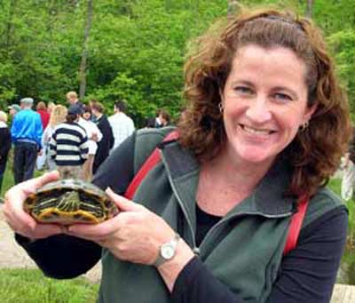 Kristen Lukas with Blanding's Turtle