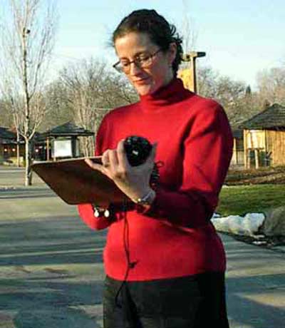 Kristen Lukas collecting data