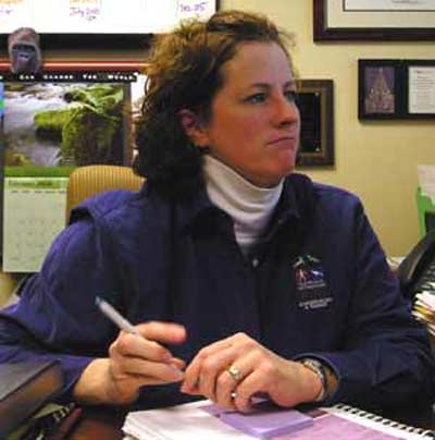 Kristen Lukas at her desk