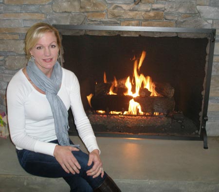 Lissa Bockrath Shapiro at home fireplace