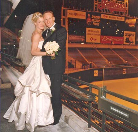 Lissa Bockrath and Mark Shapiro wedding photo at Jacobs Field