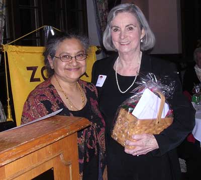 Sarojini Rao honoring a Zonta Member at the Holiday Party