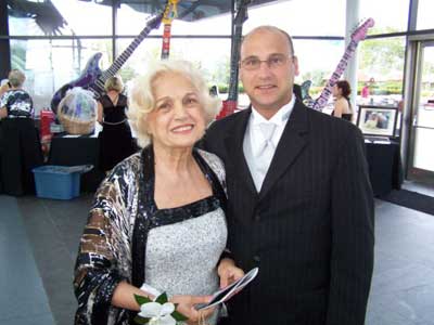 Virginia Marti Veith and son Quinn at the Rock and Roll Hall of Fame and Museum in Cleveland