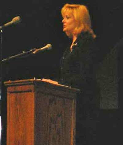 Wilma Smith speaking to a group